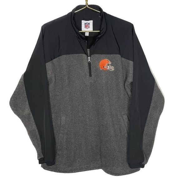 NFL Cleveland Browns Football Fleece Quarter Zip Pullover Jacket Top Coat - Picture 1 of 6